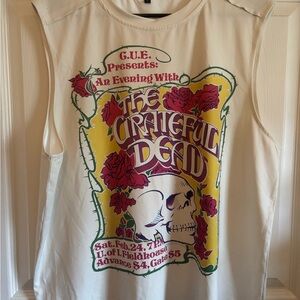 Vintage-Inspired Muscle Tee — White Grateful Dead Graphic